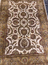 Load image into Gallery viewer, Hand Knotted Persian Style Wool Area Rug 6x9 Ivory Olive Green Floral
