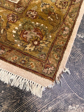 Load image into Gallery viewer, Hand Knotted Persian Style Wool Area Rug 6x9 Ivory Olive Green Floral

