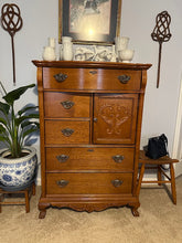 Load image into Gallery viewer, Lexington Furniture “Victorian Sampler” High Chest with Carved Cabinet Door
