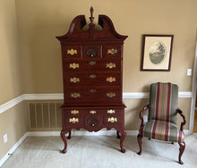 Load image into Gallery viewer, Henkel Harris Wild Black Cherry Highboy Chest on Chest Dated 1996
