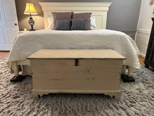 Load image into Gallery viewer, Vintage Distressed Cream Painted Wooden Storage or Blanket Trunk Chest
