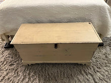 Load image into Gallery viewer, Vintage Distressed Cream Painted Wooden Storage or Blanket Trunk Chest
