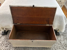 Load image into Gallery viewer, Vintage Distressed Cream Painted Wooden Storage or Blanket Trunk Chest
