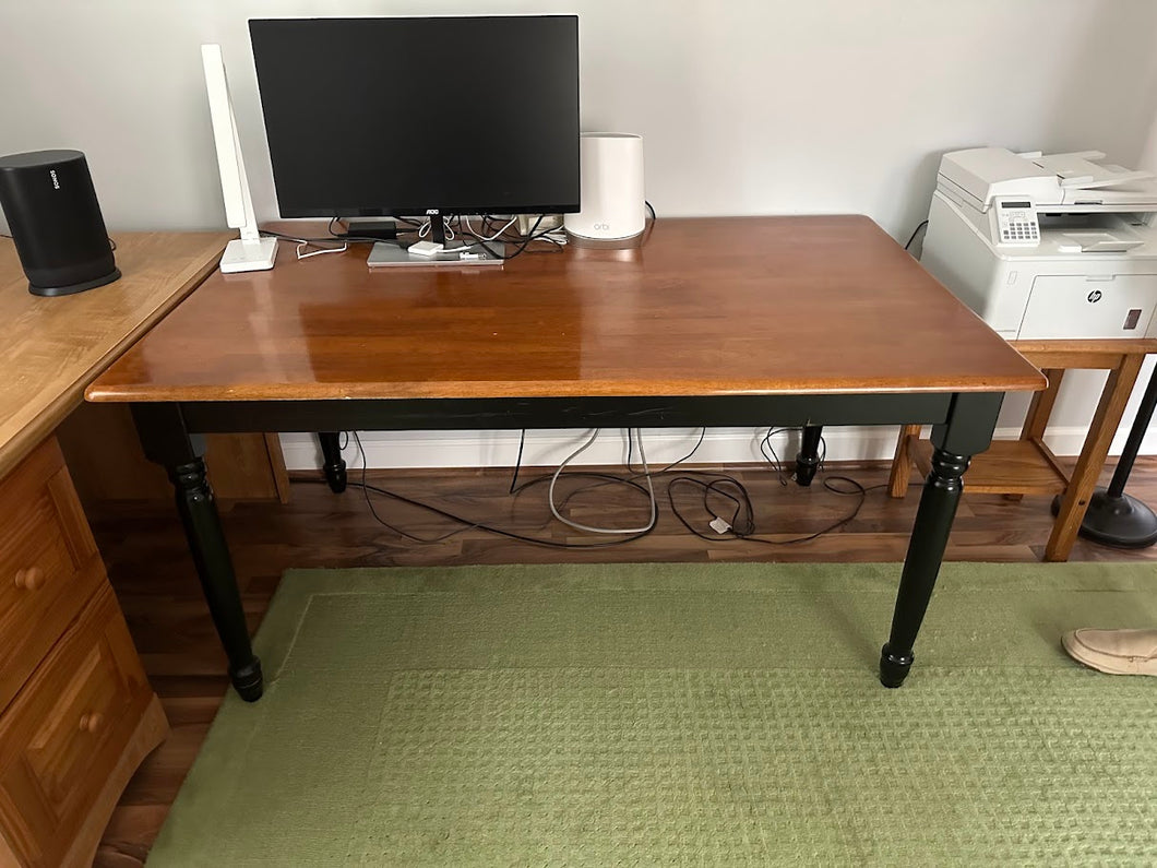 Butcher Block Dining Table with Black Skirt and Legs