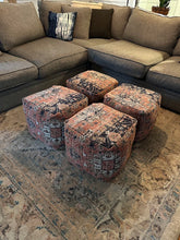 Load image into Gallery viewer, Arhaus Vintage Inspired Upholstered Pouf Ottoman Set of Four 18 Inch
