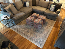 Load image into Gallery viewer, Large Vintage Inspired Area Rug 9.5 x 11.3 in Neutral Blue and Beige Tones

