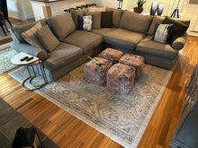 Load image into Gallery viewer, Large Vintage Inspired Area Rug 9.5 x 11.3 in Neutral Blue and Beige Tones
