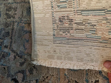 Load image into Gallery viewer, Large Vintage Inspired Area Rug 9.5 x 11.3 in Neutral Blue and Beige Tones
