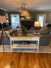 Load image into Gallery viewer, Farmhouse Style Console Table with Two Drawers and Shelf 59 Inch
