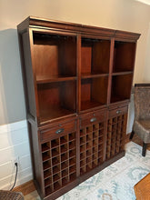 Load image into Gallery viewer, Pier 1 Solid Wood Wine Cabinet Hutch 55 Inch Triple Storage Unit

