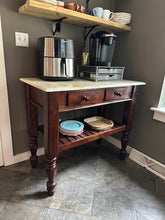 Load image into Gallery viewer, Rustic Marble Top Console Table with Turned Legs and Two Drawers 42 Inch

