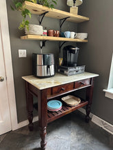 Load image into Gallery viewer, Rustic Marble Top Console Table with Turned Legs and Two Drawers 42 Inch
