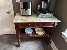 Load image into Gallery viewer, Rustic Marble Top Console Table with Turned Legs and Two Drawers 42 Inch
