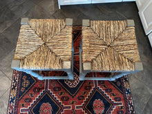 Load image into Gallery viewer, Counter Height Woven Rush Bar Stools Set of Two 24 Inch
