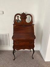 Load image into Gallery viewer, Antique Slant Front Secretary Desk with Dual Mirror Gallery
