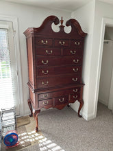 Load image into Gallery viewer, American Drew Traditional Cherry Highboy Chest on Chest with Scroll Pediment

