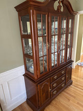 Load image into Gallery viewer, Traditional Cherry China Cabinet with Glass Display Hutch and Storage Base
