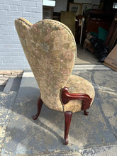Load image into Gallery viewer, Vintage Floral Upholstered Heart Back Parlor Chair with Carved Wood Frame
