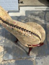 Load image into Gallery viewer, Vintage Floral Upholstered Heart Back Parlor Chair with Carved Wood Frame
