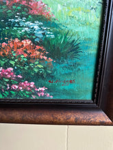 Load image into Gallery viewer, Original Oil Painting by W. Hodges – Stone Garden Bridge Scene – 28&quot; x 24&quot;
