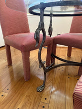 Load image into Gallery viewer, 42&quot; Round Glass Top Dining Set with Swan Base and 4 Parsons Chairs
