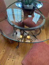 Load image into Gallery viewer, 42&quot; Round Glass Top Dining Set with Swan Base and 4 Parsons Chairs
