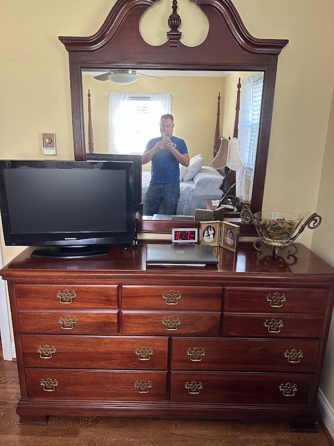 American Drew Solid Cherry Chippendale Dresser with Mirror – 64