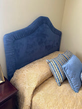 Load image into Gallery viewer, Full Size Blue Upholstered Headboard with Metal Frame – Soft Microfiber, Like New
