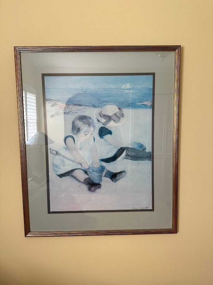 Mary Cassatt “Children Playing on the Beach” Framed Print – 32