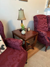Load image into Gallery viewer, Pair Traditional Cherry Wood End Tables with Lower Shelf and Curved Legs
