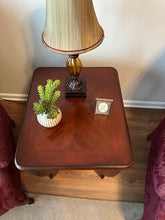 Load image into Gallery viewer, Pair Traditional Cherry Wood End Tables with Lower Shelf and Curved Legs
