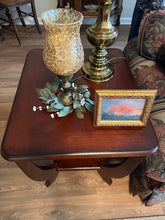 Load image into Gallery viewer, Pair Traditional Cherry Wood End Tables with Lower Shelf and Curved Legs
