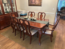 Load image into Gallery viewer, Cherry Wood Dining Table Set with 6 Chairs and Extension Leaf
