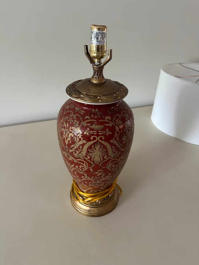 Burgundy and Gold Urn Table Lamp – 29.5