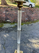 Load image into Gallery viewer, Vintage Brass and Cut Glass Column Floor Lamp 3 Way 60 Inch
