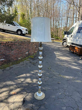 Load image into Gallery viewer, Tall Marble and Brass Floor Lamp Neoclassical Hollywood Regency Style

