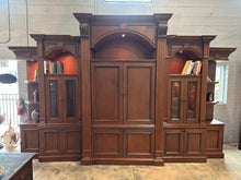 Load image into Gallery viewer, Monumental Traditional Wood Wall Unit Entertainment Center with Lighting and Display Storage
