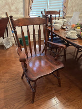 Load image into Gallery viewer, Solid Pine Farmhouse Dining Table Set with Extension Leaves and Six Chairs
