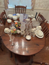 Load image into Gallery viewer, Solid Pine Farmhouse Dining Table Set with Extension Leaves and Six Chairs

