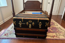 Load image into Gallery viewer, Vintage Steamer Trunk Storage Chest with Brass Hardware and Interior Tray
