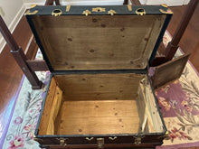 Load image into Gallery viewer, Vintage Steamer Trunk Storage Chest with Brass Hardware and Interior Tray
