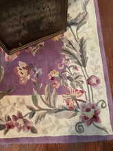 Load image into Gallery viewer, Vintage Floral Area Rug Purple Cream 87x110 Hand Tufted Style Botanical Pattern
