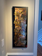 Load image into Gallery viewer, Brutalist Copper Metal Wall Art Panel Pair Abstract Torch Finished Sculptural Decor
