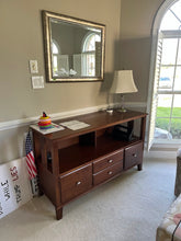 Load image into Gallery viewer, Ethan Allen Elements Sienna Wood Credenza Media Console Storage Cabinet
