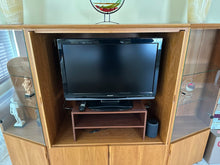 Load image into Gallery viewer, Teak Wall Unit Display Cabinet with Glass Doors and Media Bay
