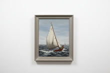 Load image into Gallery viewer, Vintage Sailboat Oil Painting The Racers Mrs MA Smith Seascape Framed Art
