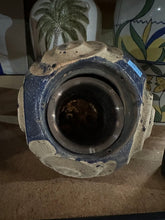 Load image into Gallery viewer, Studio Pottery Lidded Jar Blue Beige Spiral Motif Decorative Vessel
