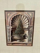 Load image into Gallery viewer, Framed Topiary Wall Art – Classical Arch &amp; Urn Print with Ornate Gold Frame
