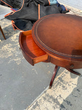 Load image into Gallery viewer, Duncan Phyfe Style Pedestal Drum Table with Leather Top
