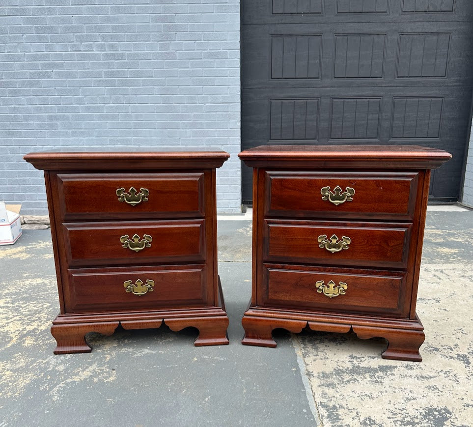 Pair of Lexington Cherry 3-Drawer Nightstands – Classic Traditional Style